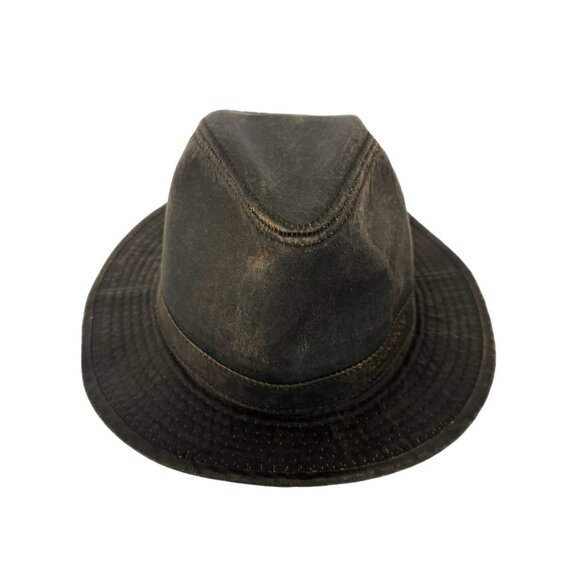 Stetson Mens Size XL Brown Leather Fedora Hat Vintage - Picture 8 of 11